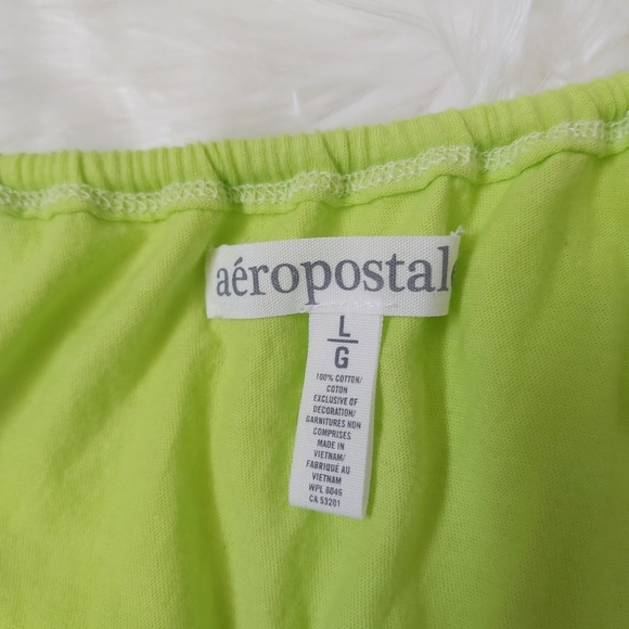 Aeropostale Neon Cotton Green Off the Shoulder tshirt - Picture 7 of 7